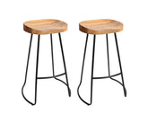 Set of 2 Wooden Backless Bar Stools - Natural